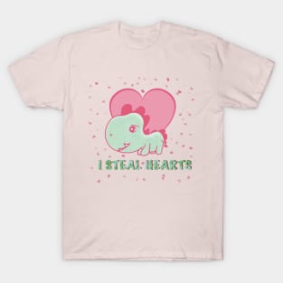 I steal hearts valentines day cute dinosaur T-Shirt